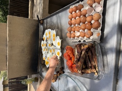 Breakfast being prepared at Witgat Game Farm